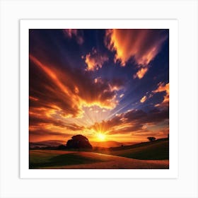 Sunset Over A Field 5 Art Print