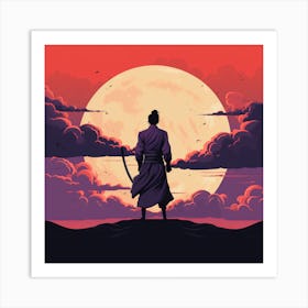 Samurai At Sunset Art Print