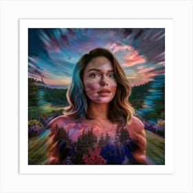 colorful lady Art Print