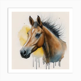 Horse Watercolor Painting Art Print