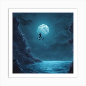 Mermaid In The Moonlight Art Print