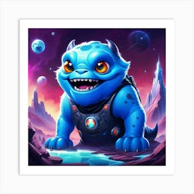 Blue Monster In Space Art Print