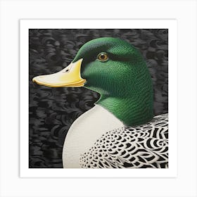 Ohara Koson Inspired Bird Painting Mallard Duck 2 Square Art Print
