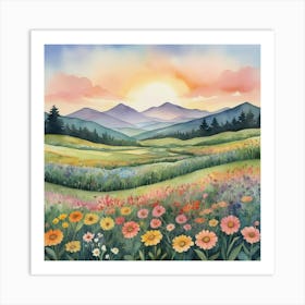 Sunset In The Mountains 26 Art Print