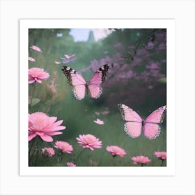 Pink Butterflies 3 Art Print