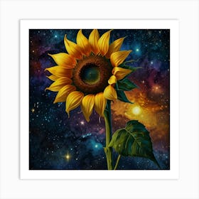 Sunflower In Space Art Print