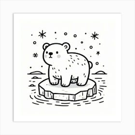 Line Art polar bear 1 Art Print