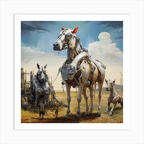 Surreal Cyborg Cows On A Farm Ai Art Depot 15 Art Print