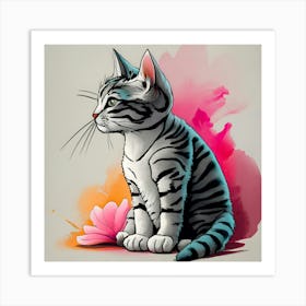 Striped Cat Art Print