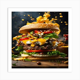 Big Burger Splashing Art Print