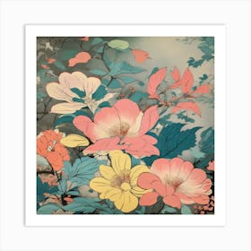 Beautiful Pastel Abstract Flowers Art Print