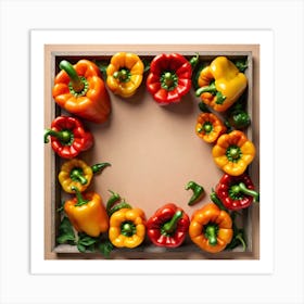 Colorful Peppers In A Frame 33 Art Print