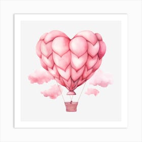 Pink Heart Hot Air Balloon 3 Art Print