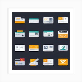 Flat Icons Art Print