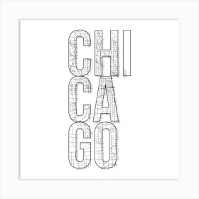 Chicago Street Map Typography Square Art Print