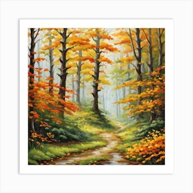 Forest In Autumn In Minimalist Style Square Composition 89 Art Print