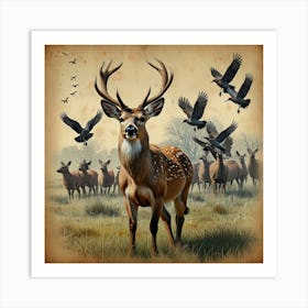 Deer In The Field Art Print