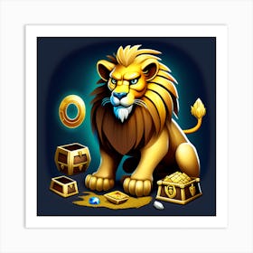 Fantasy Art: Lion Defending Treasure Art Print