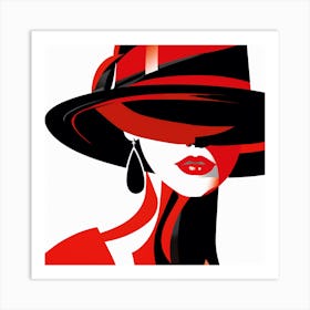 Woman In Red Hat 2 Art Print