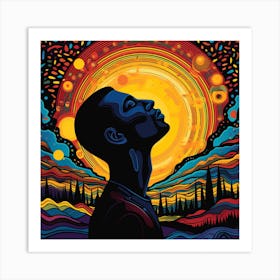 Man Looking Up At The Sun Art Print