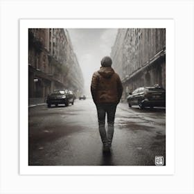 Man Walking Down The Street Art Print