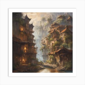 Chinese Village 1 Art Print