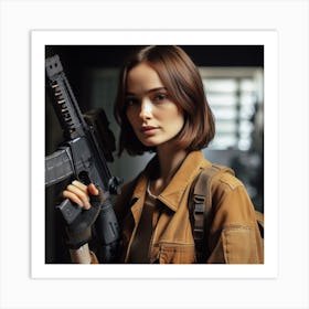 Girl With A Gun Art Print