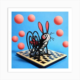 Rabbit On Chess Board Art Print