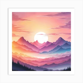 Sunset In The Mountains Art Print