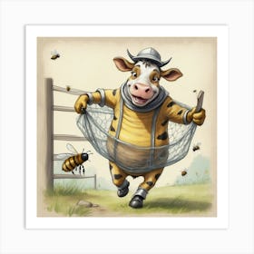 Beekeeper Cow 1 Art Print