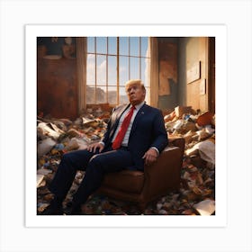 Donald Trump In A Room Full Of Trash Art Print