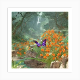 Butterfly In The Forest Art Print