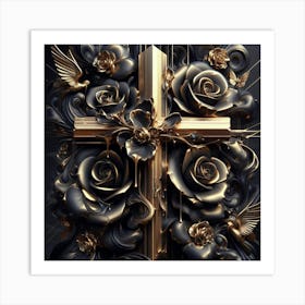 Cross With Roses 5 Art Print