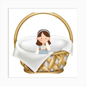 Girl In A Basket Art Print