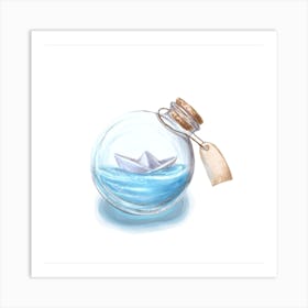 Bottle With Boat Inside Art Print