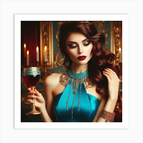 Woman Holding A Glass Of Wine Art Print