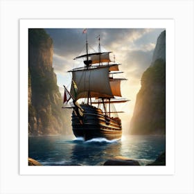 Pirate Ship In The Ocean 1 Art Print