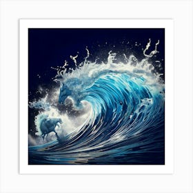 Firefly Wild Stream, Huge Wave, Spray, Transparent, Water Horses, Dynamic, Powerful, Natural, Ethere (10) Art Print