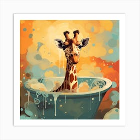 Giraffe Bath Art Print