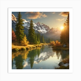 Sunset In The Mountains Art Print