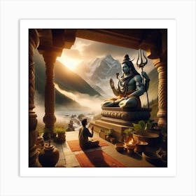 Man worshipping Lord shiva  Art Print