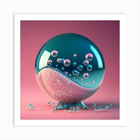 Pink and Teal Ball Art Print