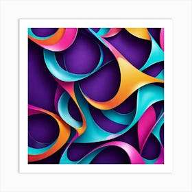 Abstract Colorful Ribbons Art Print