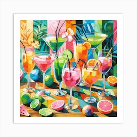 Matisse Inspired Tropical Drinks Canvas Print 1 Art Print