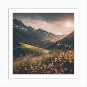 Sunset In The Mountains Art Print