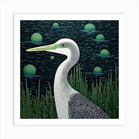 Ohara Koson Inspired Bird Painting Great Blue Heron 6 Square Art Print