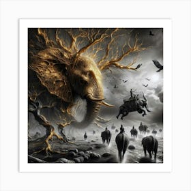 Elephants In The Forest Art Print