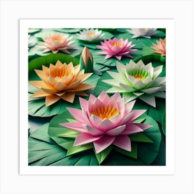 Origami Water Lilies Art Print