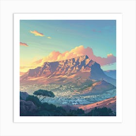 A Table Mountain In Cape Town Lofi Illustration 1720033597 2 Art Print