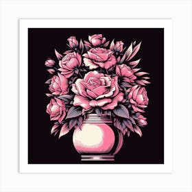 Pink Roses In A Vase 5 Art Print